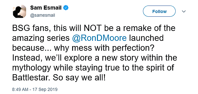 Sam Esmail announces his 'Battlestar Galactica' reboot.