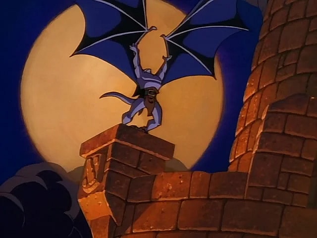 Goliath (Keith David) howls in pain for his fallen brethren in Gargoyles Season 1 Episode 1 "Awakening, Part 1" (1994), Disney