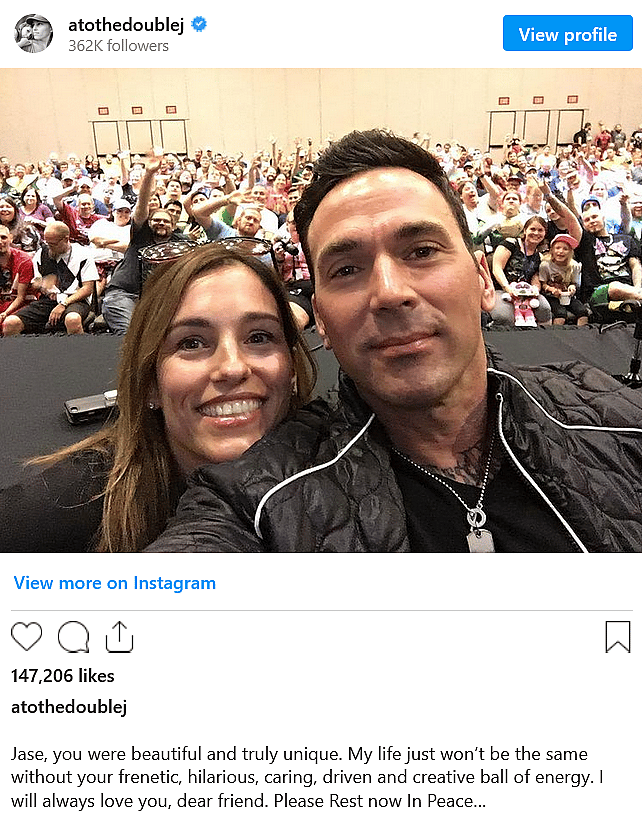 Amy Jo Johnson wishes goodbye to Jason David Frank via Instagram