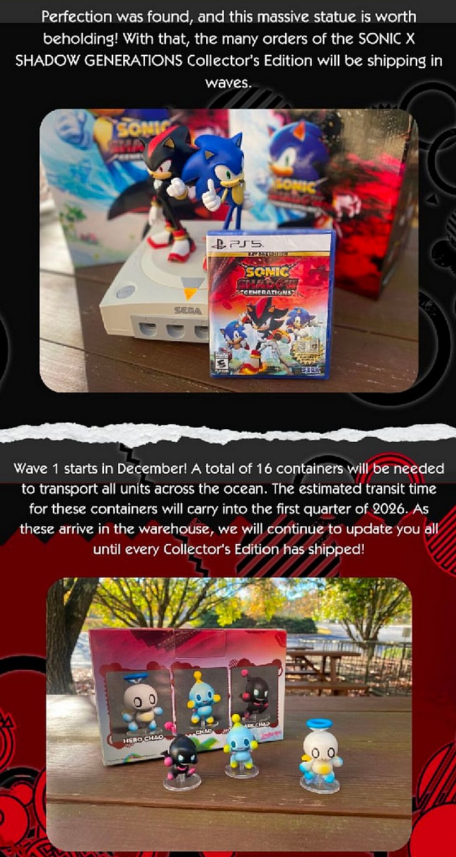 Limited Run Games confirms their 'Sonic x Shadows Generations' Collector's Edition are ready to ship, November 2025