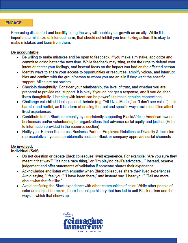 An excerpt from Disney's now-shuttered 'Reimagine Tomorrow' website