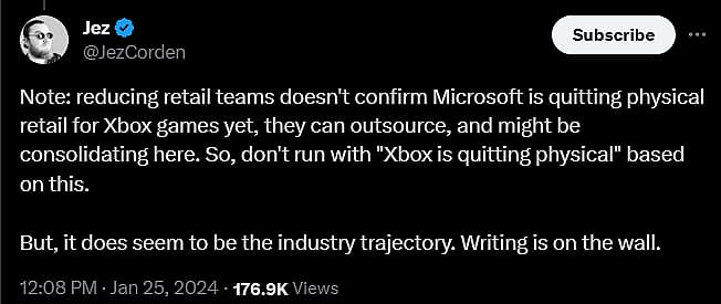 Jez Corden reports on Microsoft shuttering Xbox physical release divisions for Microsoft Central