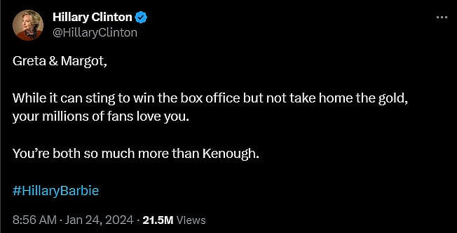 Hillary Clinton weighs in on 'Barbie'