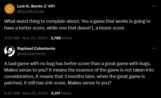 'Arkane Studios' founder Raphaël Colantonio weighs in on the discourse surrounding the video game industry and its obsession with review scores.