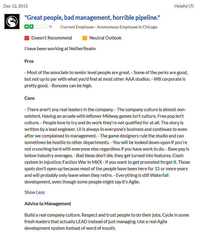 NetherRealm Studios "Actively Looking Into All Allegations" of Hostile Work Environment and Abusive Management Practices