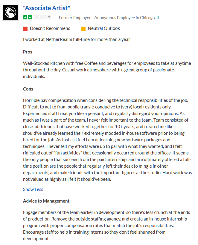 NetherRealm Studios "Actively Looking Into All Allegations" of Hostile Work Environment and Abusive Management Practices