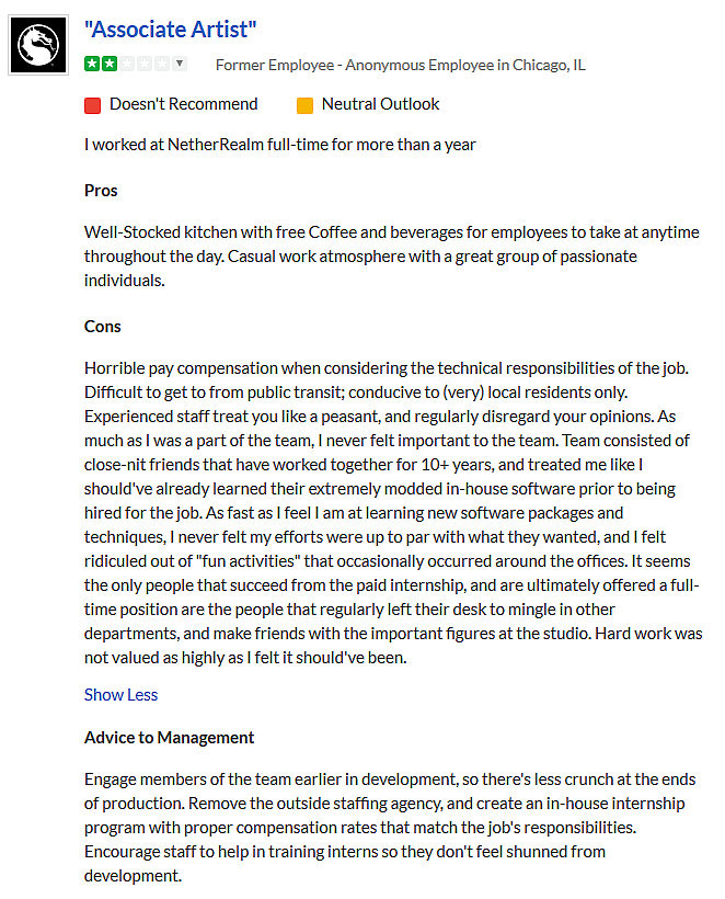 NetherRealm Studios "Actively Looking Into All Allegations" of Hostile Work Environment and Abusive Management Practices