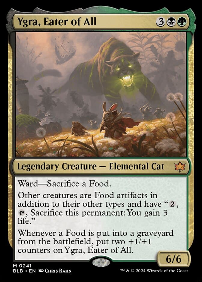 Ygra is ready to feast via Card #241, Magic: The Gathering - Bloomburrow (2024), Wizards of the Coast. Art by Chris Rahn.