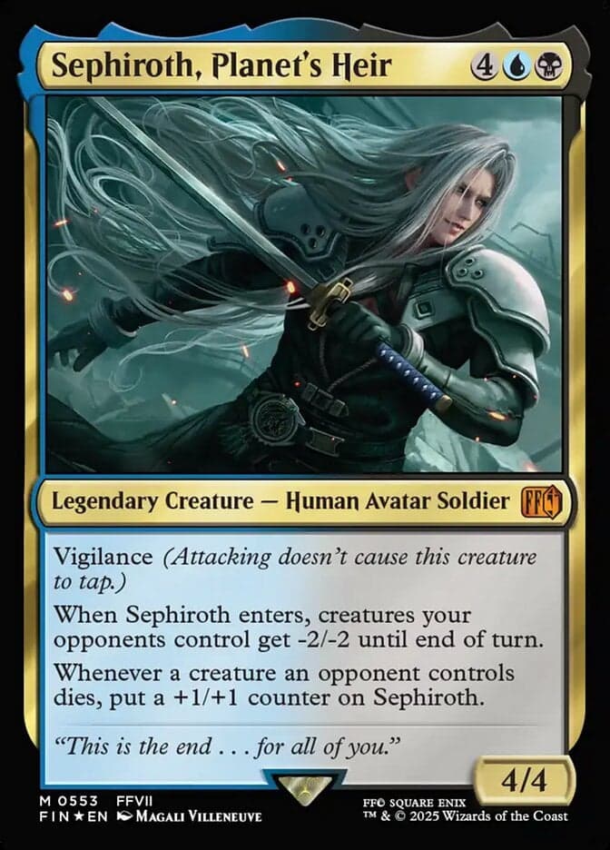 Sephiroth will never be a memory via Card #553, Magic: The Gathering - Final Fantasy (2025), Wizards of the Coast. Art by Magali Villeneuve.