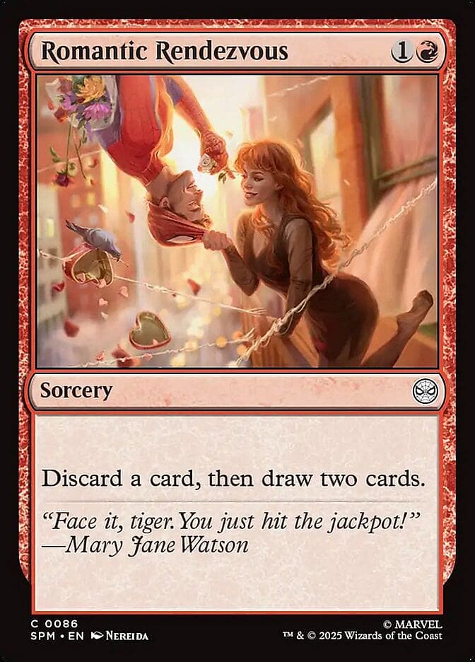 Mary-Jane loves Peter Parker via Romantic Rendezvous (Card #018), Magic: The Gathering - Marvel's