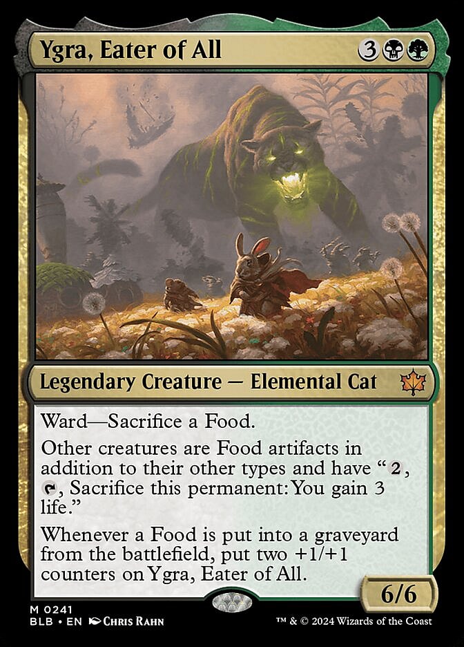 Ygra is ready to feast via Card #241, Magic: The Gathering - Bloomburrow (2024), Wizards of the Coast. Art by Chris Rahn.