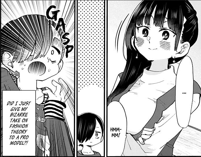 Kyotaro realizes his embarrassment in The Dangers in My Heart Chapter 46 (2021), Akita Shoten