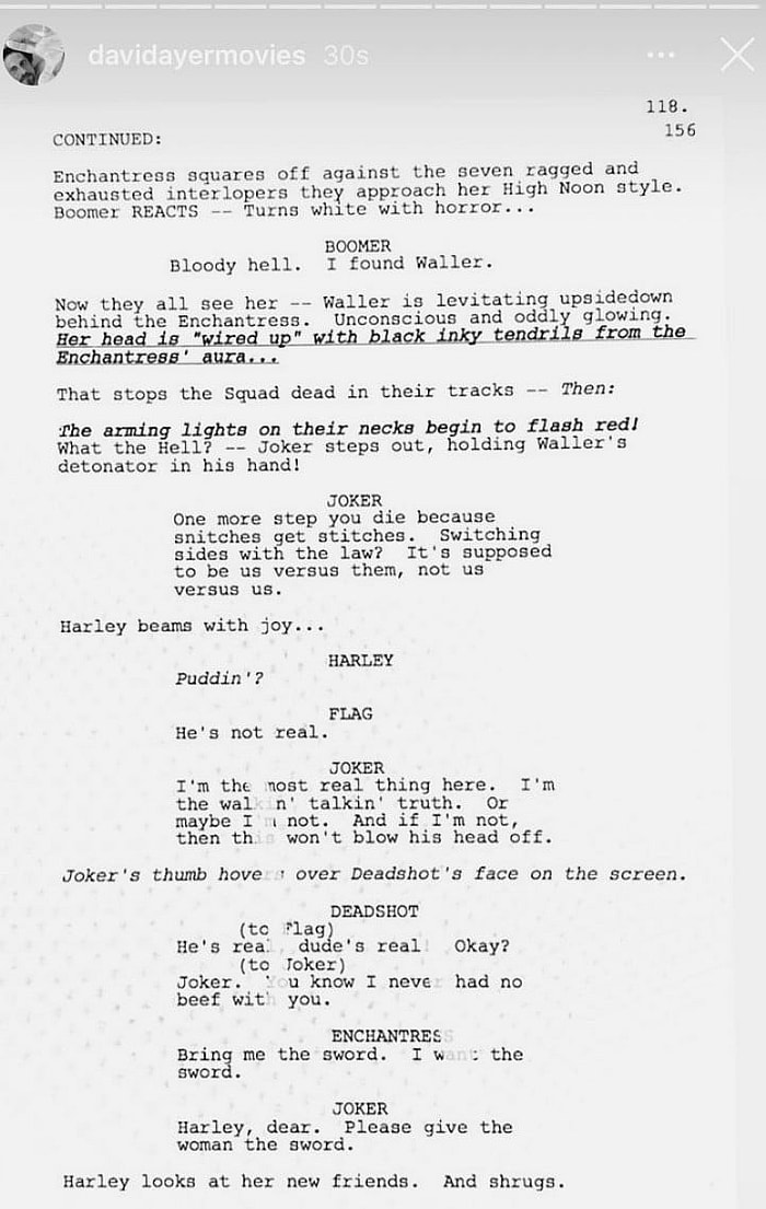 David Ayer Suicide Squad Script Page