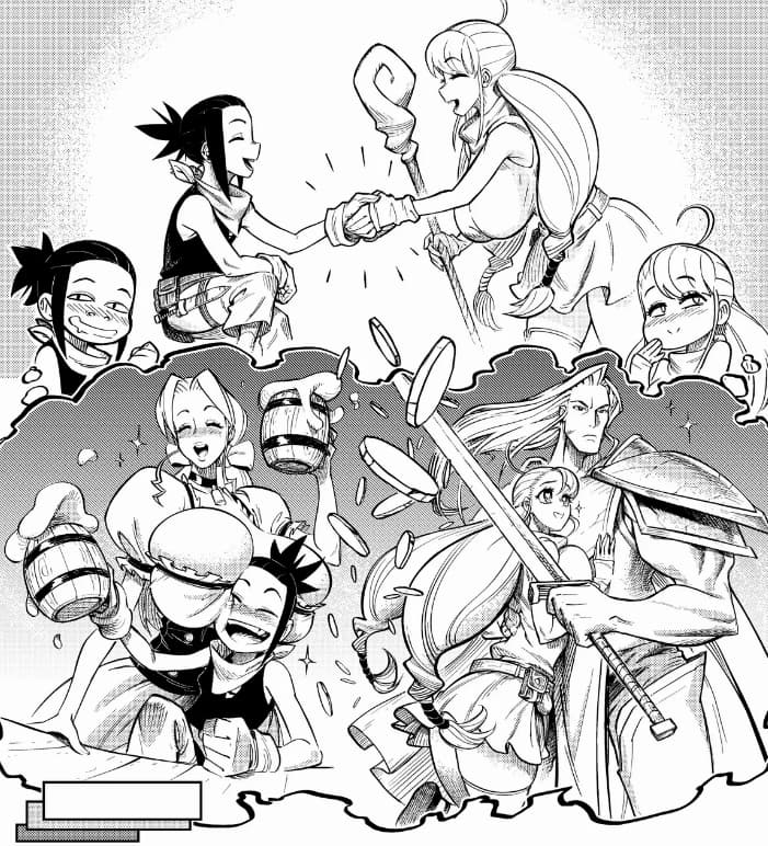 Two fledgling heroes share their hopes and dreams in Dungeon Duo (2025), Kadokawa. Words and art by Reku.