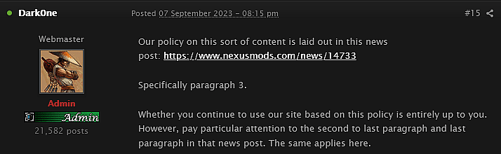 Robin "Dark0ne" Scott clarifies Nexus Mods' stance on anti-pronoun 'Starfield' mods.