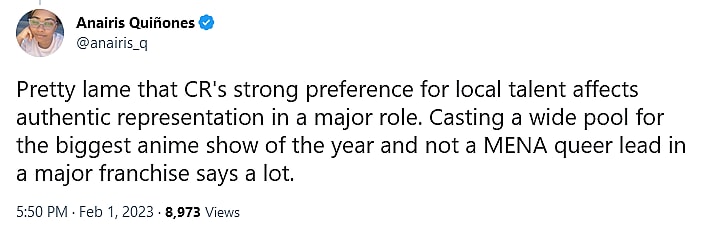 Anairis Quiñones iss unhappy with Jill Harris' casting in 'Mobile Suit Gundam: The Witch From Mercury'