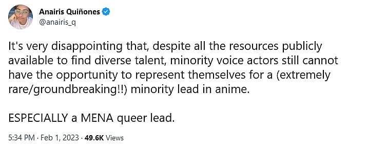 Anairis Quiñones iss unhappy with Jill Harris' casting in 'Mobile Suit Gundam: The Witch From Mercury'