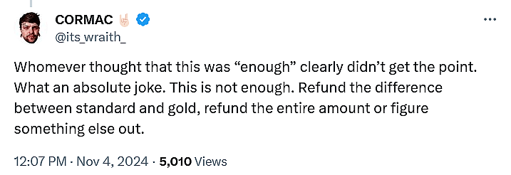 Fans are unhappy with the meager attempt by 'Test Drive Unlimited Solar Crown' to apologize for its poor launch state.