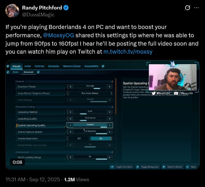 Gearbox CEO Randy Pitchford insults players frustrated with 'Borderlands 4's performance issues.