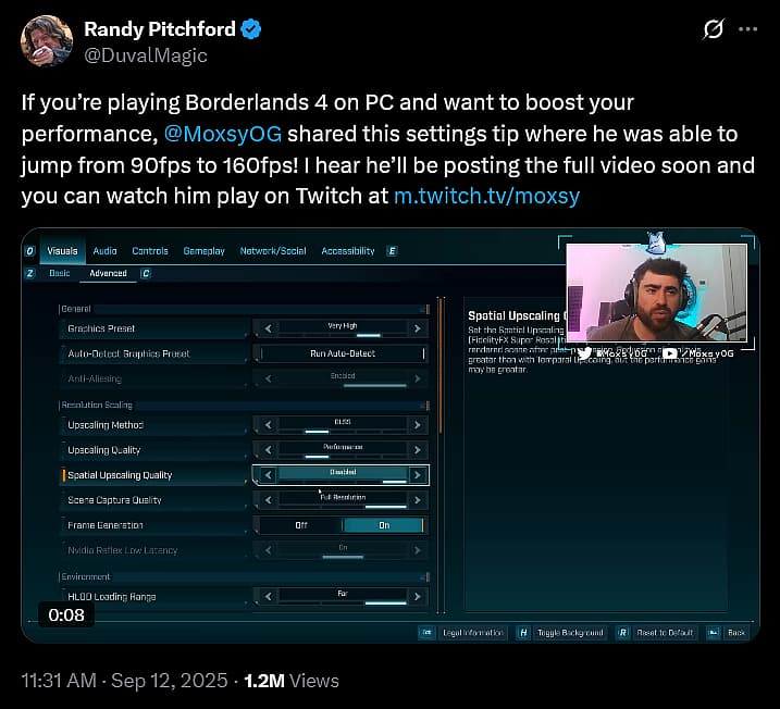 Gearbox CEO Randy Pitchford insults players frustrated with 'Borderlands 4's performance issues.