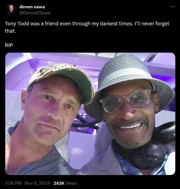 'Final Destination' director Devon Sawa says good-bye to Tony Todd
