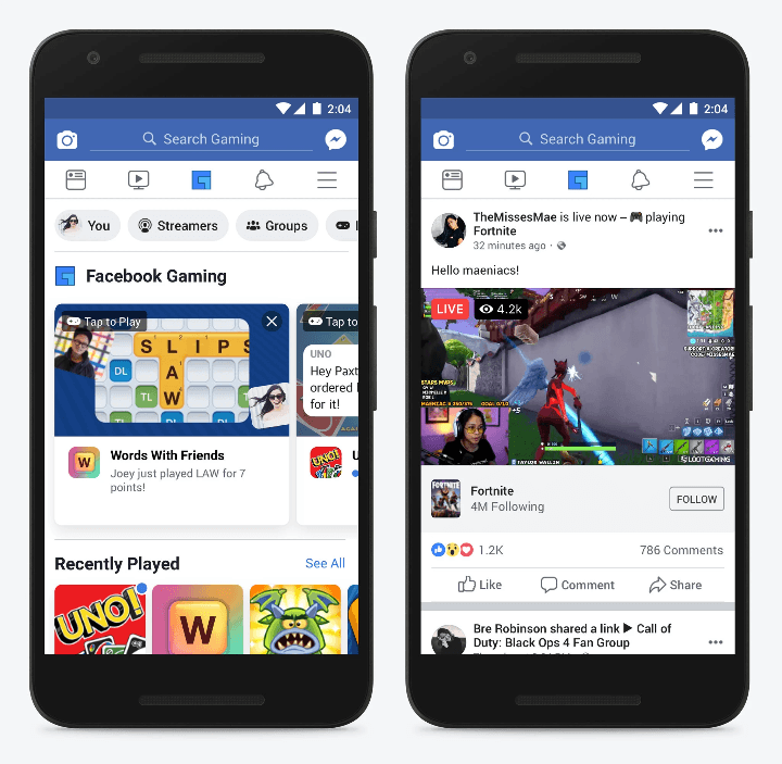 Facebook Launches Facebook Gaming App to Compete with Twitch and YouTube Gaming