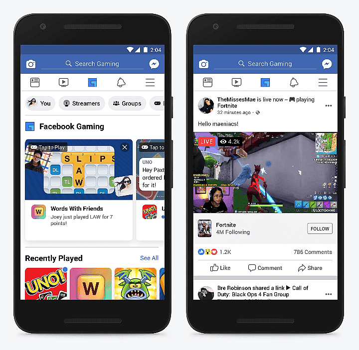 Facebook Launches Facebook Gaming App to Compete with Twitch and YouTube Gaming