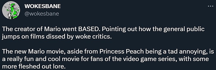 wokesbane beams that Miyomoto's comment highlighted how audiences seem interested in critically bashed films via Twitter