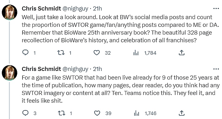 Archive Link Chris Schmidt discusses how developers of Star Wars: The Old Republic felt rejected via Twitter