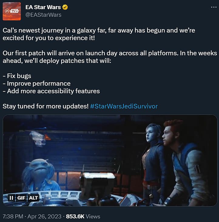 EA explains Star Wars Jedi: Survivor will have performance patches post-launch