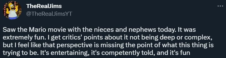 TheRealJimsYT explains how The Super Mario Bros. Movie wasn't supposed to be too complex via Twitter