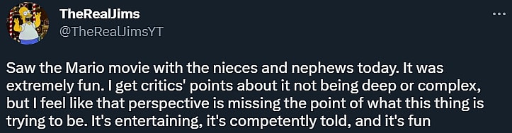 TheRealJimsYT explains how The Super Mario Bros. Movie wasn't supposed to be too complex via Twitter