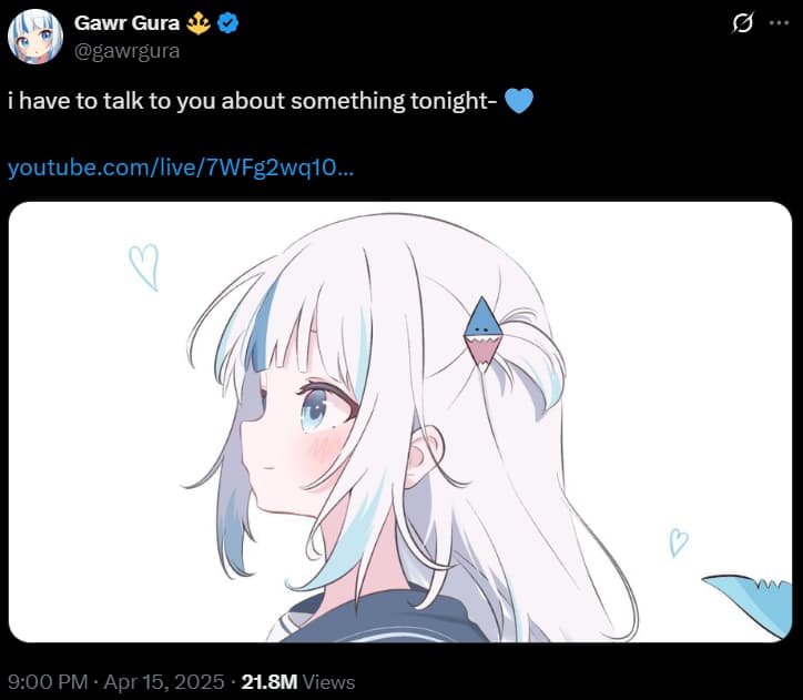 Gawr Gura Announces Graduation Due To “Disagreements With Management”, Becomes Sixth VTuber To Exit Hololive In Last Eight Months