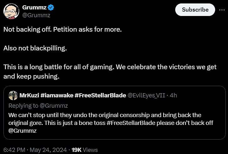 Mark Kern (@Grummz) and @EvilEyes_VII on X