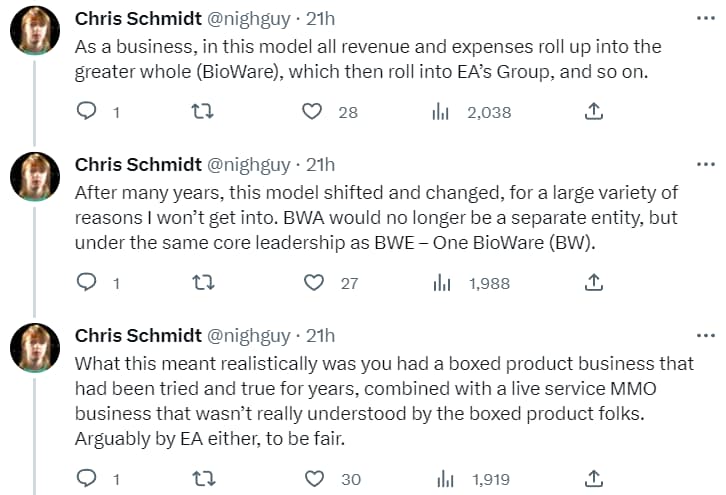 Archive Link Chris Schmidt discusses development of Star Wars: The Old Republic via Twitter