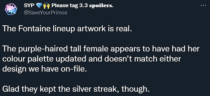 SaveYourPrimos claims character model and art leaks of Fontaine region characters are real in