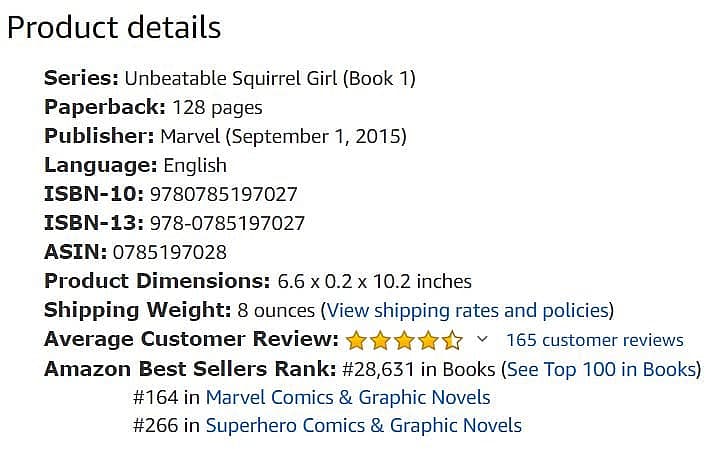 Unbeatable Squirrel Girl Amazon Rank