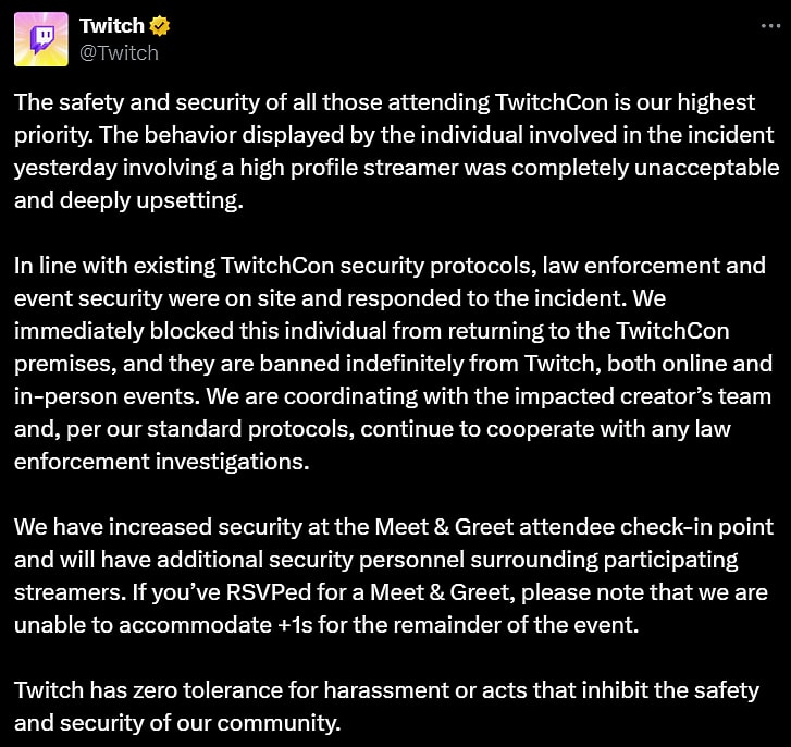 Twitch issues a statement after Emiru is assaulted at TwitchCon via X