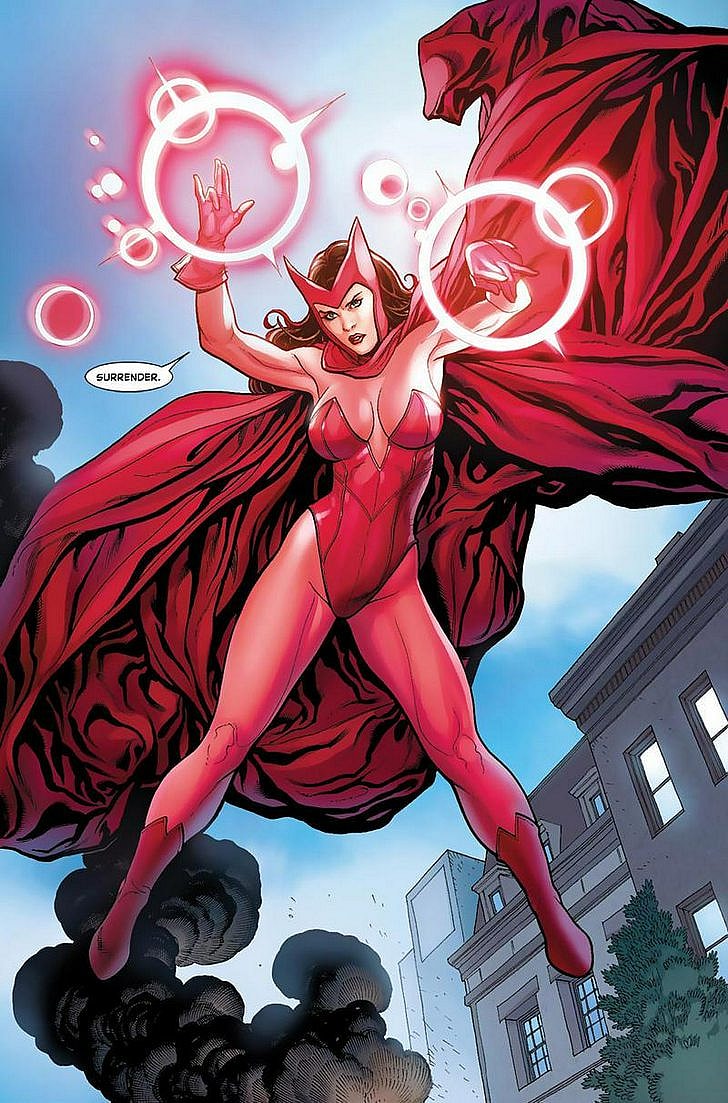 The Scarlet Witch puts an end to yet another super villain rampage in Avengers vs. X-Men Vol. 1 #0 "Prologue" (2012), Marvel Comics. Words by Brian Michael Bendis and Jason Aaron, art by Frank Cho, Jason Keith, and Chris Eliopoulos.