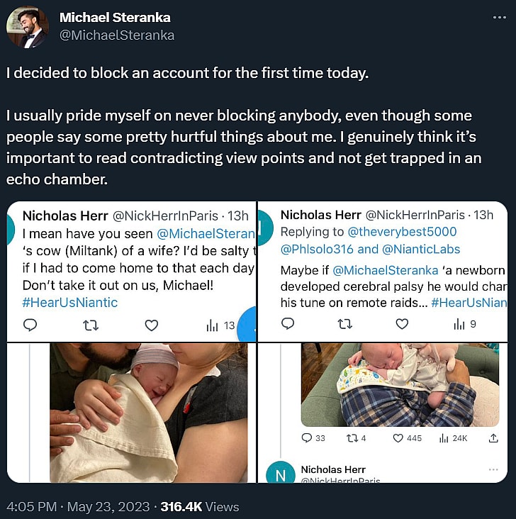 Michael Steranka shows the abuse he received via Twitter