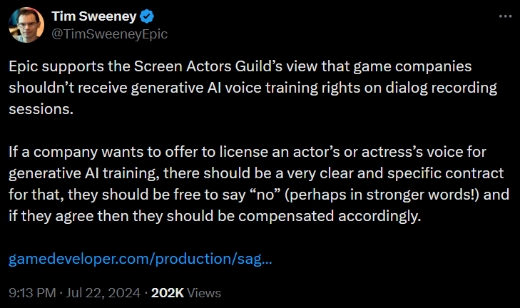 Tim Sweeney on X