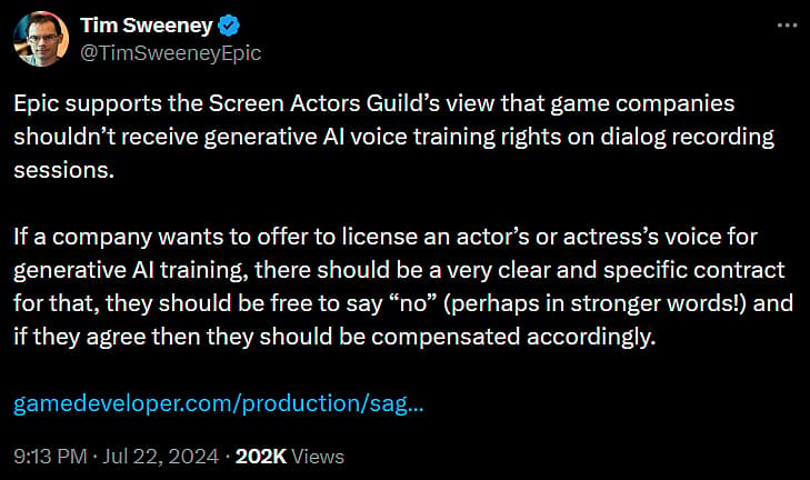 Tim Sweeney on X
