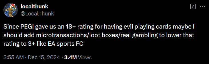 'Balatro' creator slams PEGI for giving his game an 18+ rating but giving games with actual loot boxes a 3+.