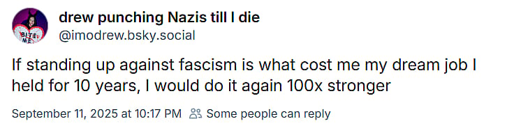 Drew Harrison claims fired from dream job over standing up against fascism