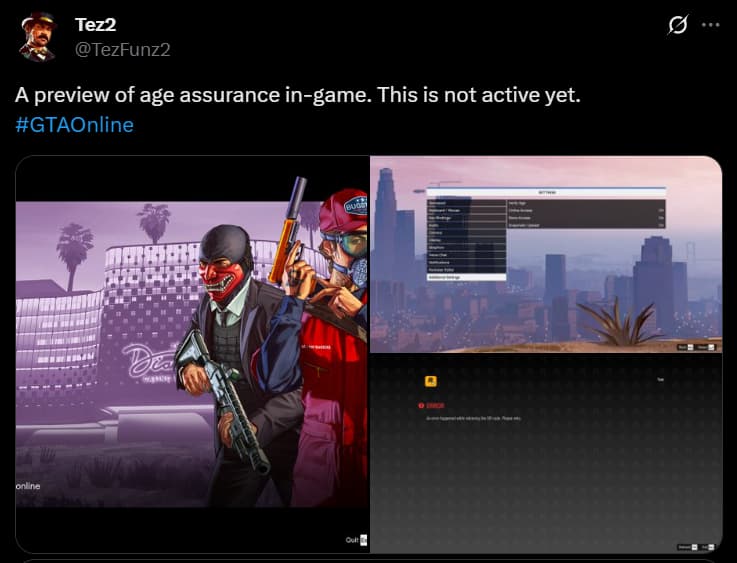 Tez2 exposes upcoming age verification for Grand Theft Auto Online