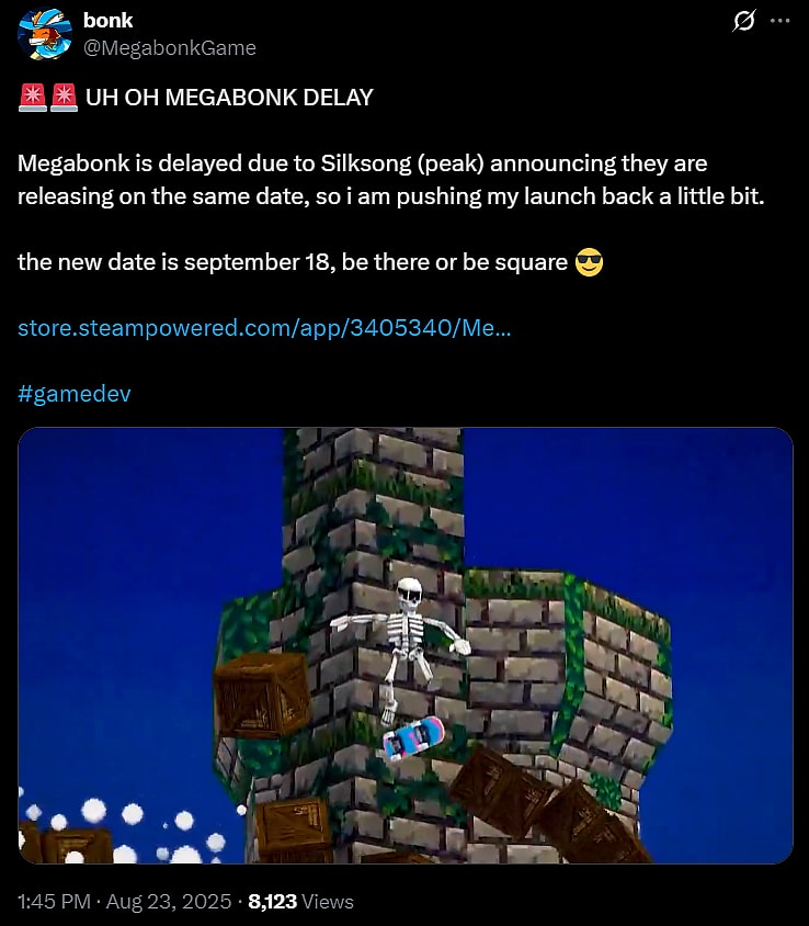 Vedinad delays Megabonk due to Hollow Knight: Silksong