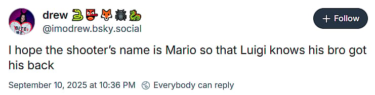 Drew Harrison makes crude joke about Mario and Luigi related to Luigi Mangione and Charlie Kirk via
