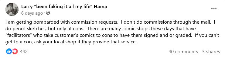 'G.I. Joe' comic book scribe Larry Hama gives a troubling update on his personal health.
