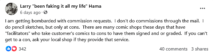 'G.I. Joe' comic book scribe Larry Hama gives a troubling update on his personal health.