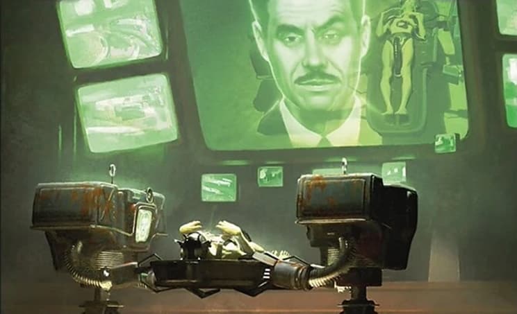 Mr. House oversees a delivery via Mr. House, President and CEO (Card #0421), Magic: The Gathering - Fallout (2024), Wizards of the Coast. Art by Joseph Meehan.